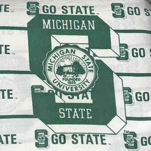Michigan State, Full Flat Sheet, Vintage, Good soft condition, “GO STATE”